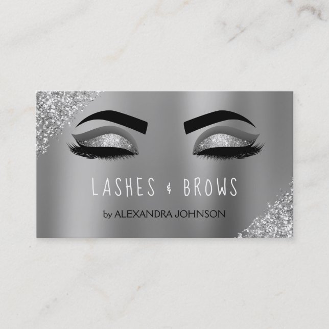 Silver Glitzer Sparkle Eyelashes Lashes Brows Visitenkarte (Vorderseite)