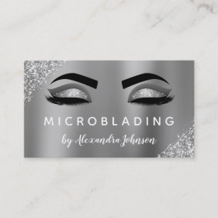 Silver Glitzer Sparkle Eyelashes Microblading Visitenkarte