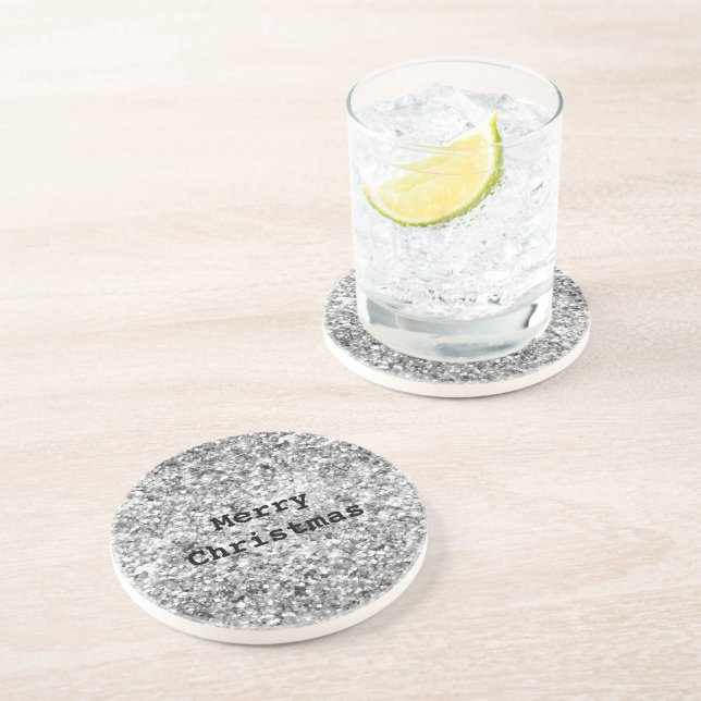 Silver Glitzer Sparkle Getränkeuntersetzer (Seite)