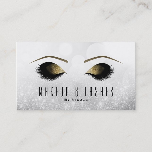 Silver Glitzer Sparkle Makeup Eyelashes Beauty Wel Visitenkarte (Vorderseite)