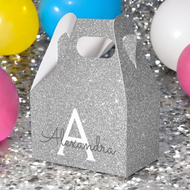 Silver Glitzer & Sparkle Monogram Geschenkschachtel (Von Creator hochgeladen)