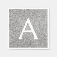 Silver Glitzer & Sparkle Monogram, Initial Birthda