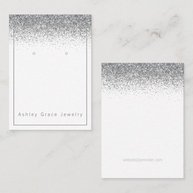 Silver Glitzer Sparkle Ohrring Display Card Visitenkarte (Vorne/Hinten)