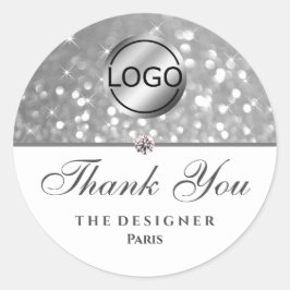 Silver Glitzer Sparkle Stars Diamant Image Logo Runder Aufkleber