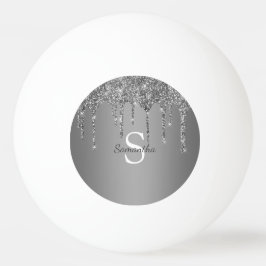 Silver Glitzer Sparkle Tropfen Fohlen Monogrammnam Tischtennisball