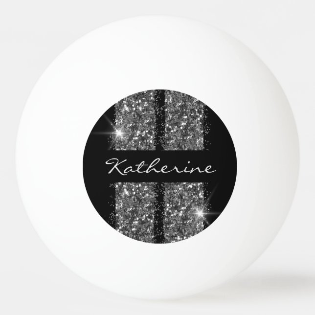 Silver Glitzer Sport Racing Streifen Tischtennisball (Vorderseite)