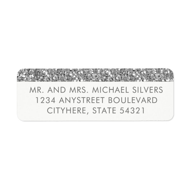 Silver Glitzer Strip Moderne Rücksendeadressen-Auf (Vorne)