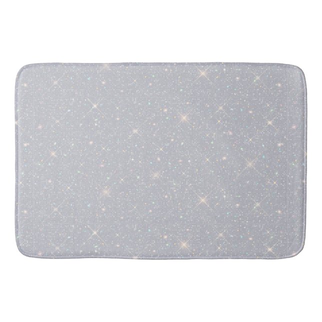Silver Glitzer Texture White Sparkling Diamond Badematte (Vorderseite)