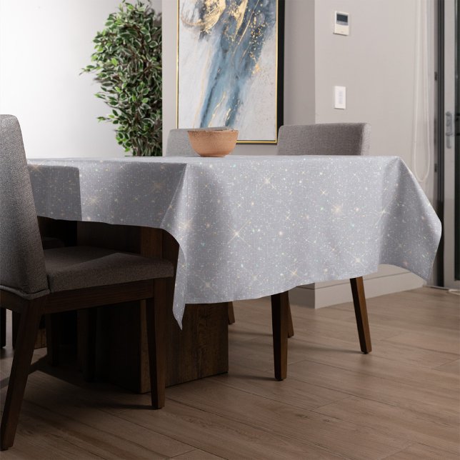 Silver Glitzer Texture White Sparkling Diamond Tischdecke (Von Creator hochgeladen)