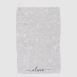 Silver Glitzer Texture White Sparkling Shiny Golfhandtuch