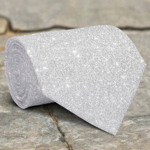 Silver Glitzer Texture White Sparkling Shiny Krawatte