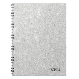 Silver Glitzer Texture White Sparkling Shiny Notizblock