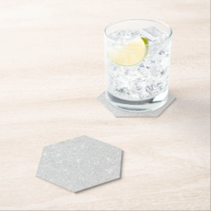 Silver Glitzer Texture White Sparkling Shiny Untersetzer