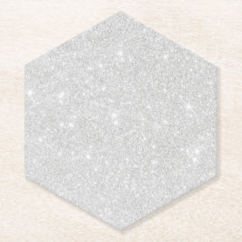 Silver Glitzer Texture White Sparkling Shiny Untersetzer