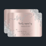 Silver Glitzer Tropfen Bat Mitzvah UAWG Einladung<br><div class="desc">Eleganter silberner Glitzer Tropfen auf einer Rose goldener Hintergrund.</div>