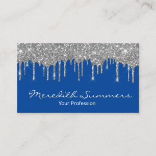 Silver Glitzer Tropfen Blue Customizing Glitzer Visitenkarte
