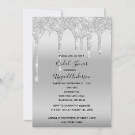 Silver Glitzer Tropfen Brautparty Glam Trendy Einladung