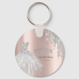 Silver Glitzer Tropfen, Dress Rose Gold Sweet 16 Schlüsselanhänger