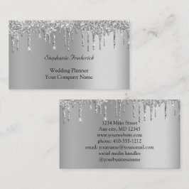 Silver Glitzer Tropfen Feminine Small Business Visitenkarte