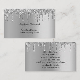 Silver Glitzer Tropfen Feminine Small Business  Visitenkarte
