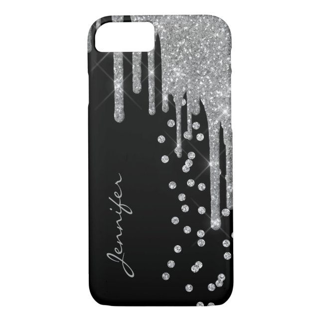 Silver Glitzer Tropfen iPhone 8 Fall Case-Mate iPhone Hülle (Rückseite)