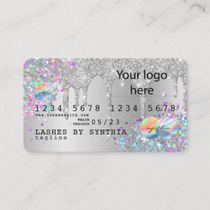 Silver Glitzer Tropfen Kreditkarte Hologramm hinzu Visitenkarte