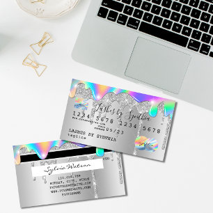 Silver Glitzer Tropfen Kreditkarte Hologramm hinzu Visitenkarte