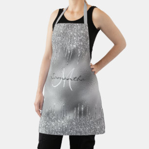 Silver Glitzer Tropfen Metallic Foil Personalisier Schürze