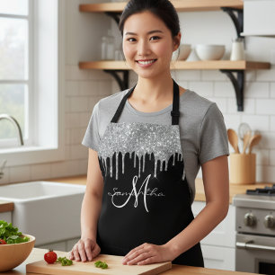 Silver Glitzer Tropfen Metallische Personalisierte Schürze