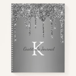 Silver Glitzer Tropfen Monogram Dankesblatt Notizbuch