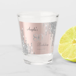 Silver Glitzer Tropfen Rose Gold 80. Schnapsglas