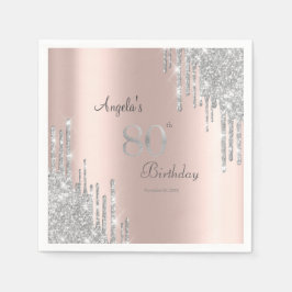 Silver Glitzer Tropfen Rose Gold 80. Serviette