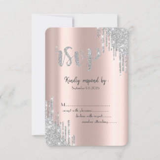 Silver Glitzer Tropfen Rose Gold Geburtstag UAWG Einladung