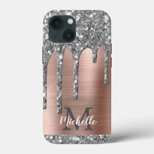 Silver Glitzer Tropfen Rose Gold Metallic Monogram Case-Mate iPhone Hülle