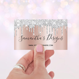 Silver Glitzer Tropfen Rose Gold Ombre Online Stor Visitenkarte
