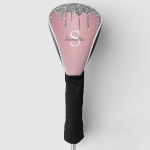 Silver Glitzer Tropfen Rose Gold Rosa Monogramm Na Golf Headcover