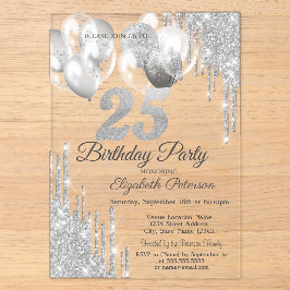 Silver Glitzer Tropfens Balloons Blue Metallic 25. Acryleinladungen