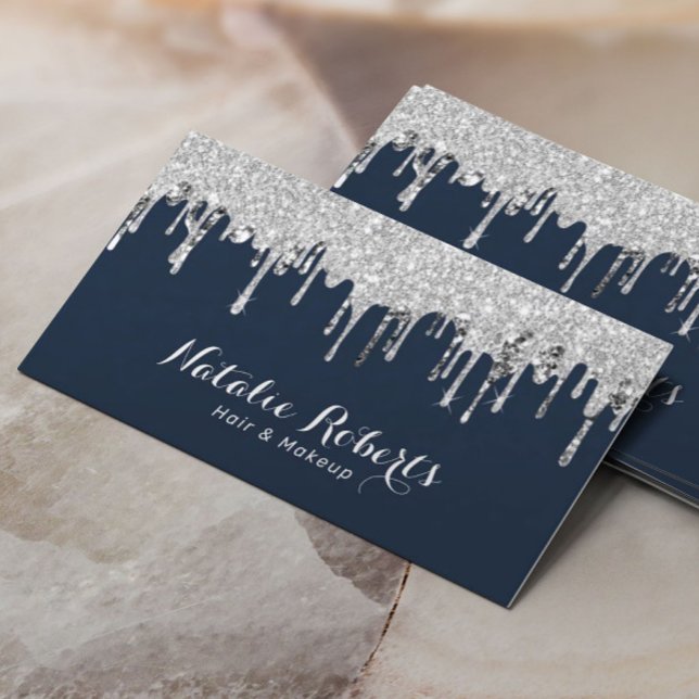Silver Glitzer Tropfens Haar Stylist Makeup Artist Visitenkarte (Von Creator hochgeladen)