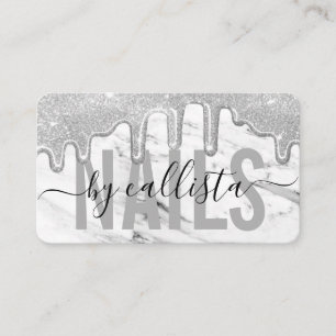 Silver Glitzer Tropfens Marble Nail Artist Visitenkarte