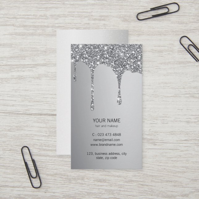 Silver Glitzer Tropfens Metallic Shine Makeup Arti Visitenkarte (Vorderseite/Rückseite Beispiel)
