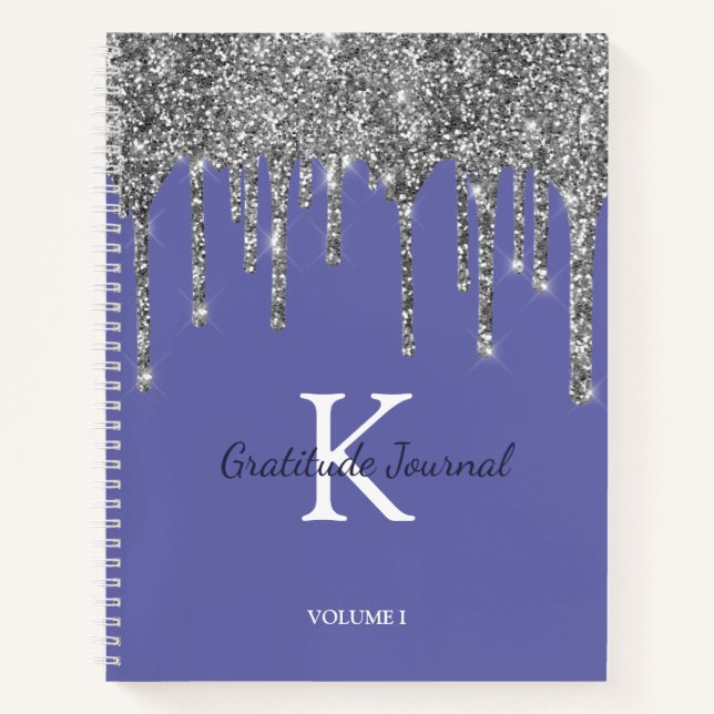 Silver Glitzer Tropfens Periwinkle Dankeszeitung Notizbuch (Vorderseite)
