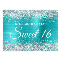 Silver Glitzer Türkis Blue Sweet 16 Empfang