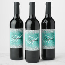 Silver Glitzer Turquoise Foil Extravagant Monogram
