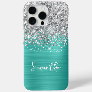 Silver Glitzer Turquoise Glam Name Case-Mate iPhone Hülle
