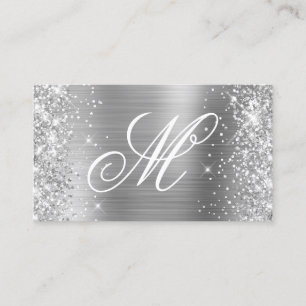 Silver Glitzer und Shiny Foil Extravagant Mit Mono Visitenkarte