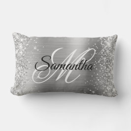Silver Glitzer und Shiny Satin Foil Extravagant Mo Lendenkissen