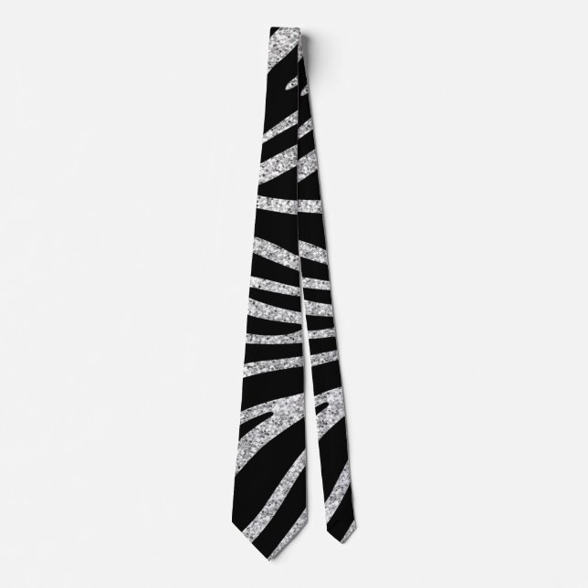 SILVER GLITZER UND ZEBRA STRIPEN KRAWATTE (Vorderseite)