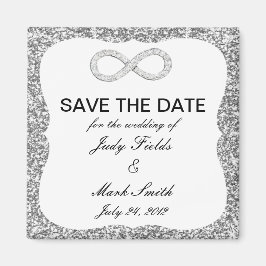 Silver Glitzer Unendlichkeit Speichern des Datumsf Magnet