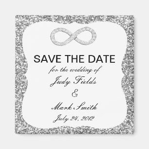 Silver Glitzer Unendlichkeit Speichern des Datumsf Magnet