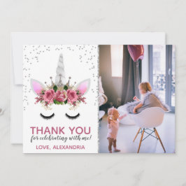 Silver Glitzer Unicorn Princess Danke Einladung